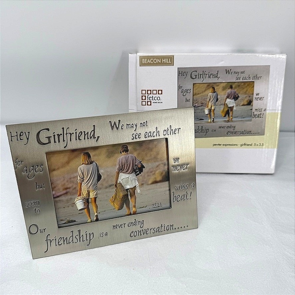 Fetco Frame Girlfriend Bestie Friendship Gift Decor Pewter Picture Frame 5x3.5